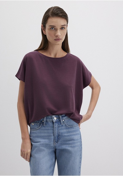 Mavi - Lux Touch Tencel Tm Modal Bordo Basic Tişört 167245-70421 Bordo