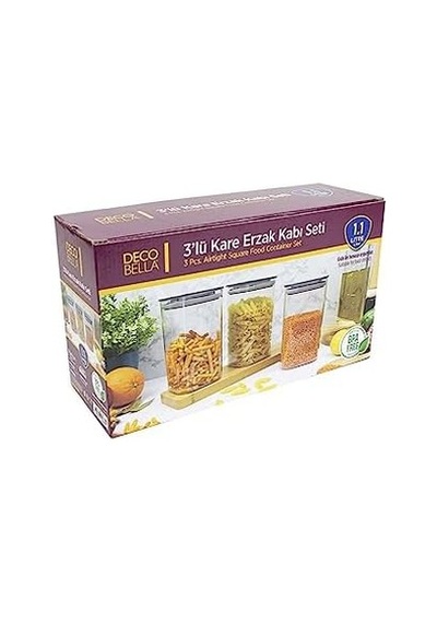 Omak 3 'lü 1.1 Lt. Kare Erzak Kabı Seti