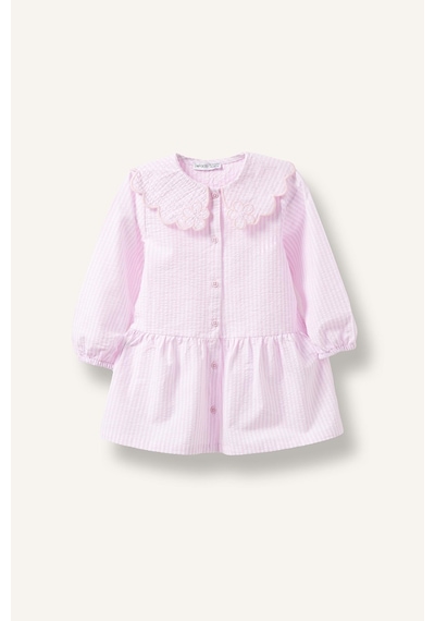 Defacto Çizgili Uzun Kollu Gofre Dokulu Pembe Elbise Kız Bebek H9618a526aupn82 Pembe-pn82