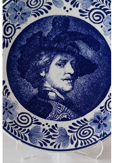 Nurantik Rembrandt Antika Porselen Duvar Tabağı 23 Cm Mavi