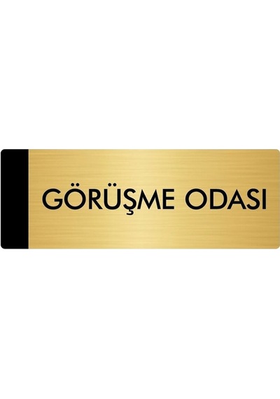 Metal Yönlendirme Levhası, Departman Kapı Isimliği Görüşme Odası 10x20 Cm Altın Renk