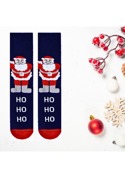 Carnaval Socks Siyah Noel Baba Desenli Havlu Çorap Çok Renkli