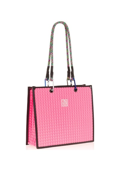 Bilik Deri Pembe Kumaş Kadın Omuz Çantası Blkf Square 001