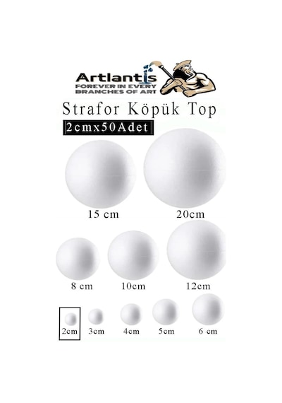 Strafor Köpük Top 2 Cm 50 Adet Köpük Top Küre Toplar Yuvarlak Strafor Köpük Top Okul Deney Hobi Sanat