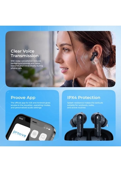 Proove Blitz 2 Tws Bluetooth 6.0 Kulak İçi Kulaklık Hybrid Anc & Enc Oyun Modu Uygulama Destekli