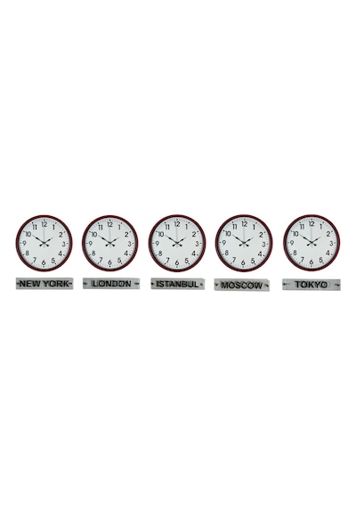 Kırmızı Global Classic 5 Li Tabelalı 36 Cm Dünya Saati Çok Renkli