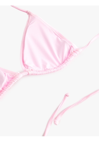 Koton Boyundan Bağlamalı Üçgen Bikini Üstü Pembe 6sak10014mm Gül