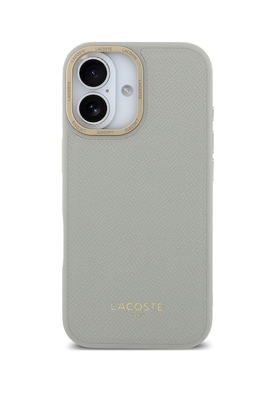 Apple Uyumlu iPhone 17 Kılıf Lacoste Lisanslı M-safe Özellikli Champs Elysees Pu Deri Tasarımlı Kapak Gri Gri
