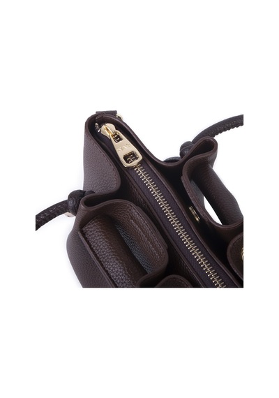 Nas Bag Kadın Mini Büzgülü Şık Çapraz Çanta Kahverengi Kahve Rengi