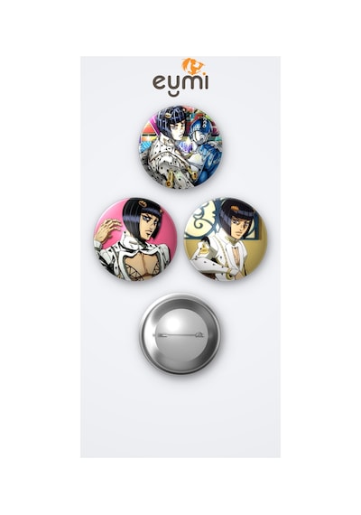Jojo Animesi Bruno Bucciarati 3'lü Metal Rozet Seti 58mm İğneli Buton Çanta Yaka Rozeti Çok Renkli