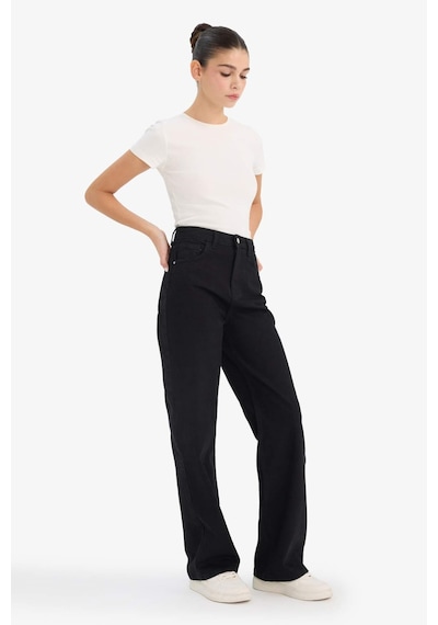 Defacto 90s Wide Leg Yüksek Bel Uzun Jean Pantolon E9125AX25AUNM40 Siyah