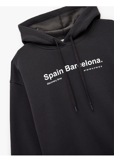 Koton Uzun Kollu Kapüşonlu Arkası Baskılı Oversize Sweatshirt Antrasit 6wal10555ık Antrasit