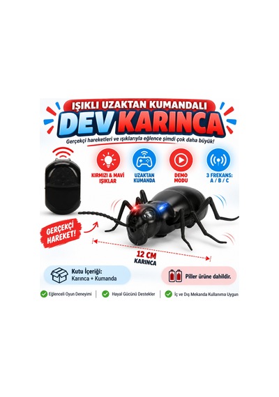 Işıklı Uzaktan Kumandalı Dev Karınca Çok Renkli