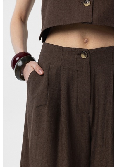 Antioch Keten Karışımlı Kadın Culotte Pantolon Kahve