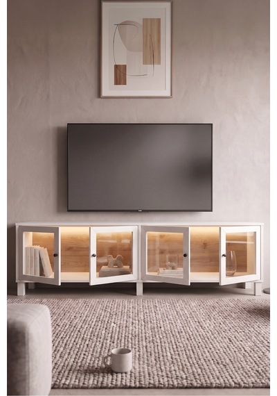Yurudesign Yoda Temperli Cam Kapaklı Neon Led Işıklı Tv Ünitesi Tv Sehpası Vitrin Ahşap Ayaklı Sepet-beyaz Yd14-sw Yurudesign Yoda Temperli Cam Kapaklı Neon Led Işıklı Tv Ünitesi Tv Sehpası Vitrin Ahşap Ayaklı Sepet-beyaz Yd14-sw