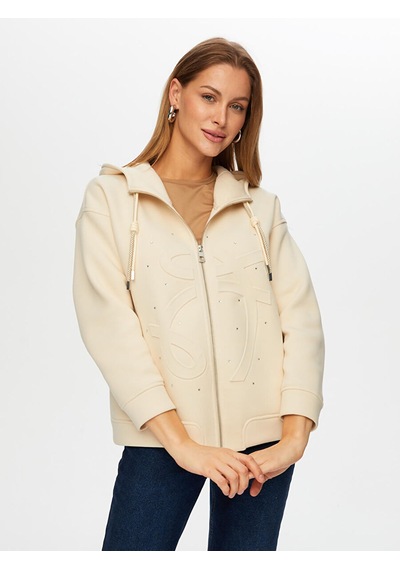 Faik Sönmez Relax Baskı Ve Taş Detaylı Kapüşonlu Sweatshirt W26swt010 Uw26swt01072 Taş