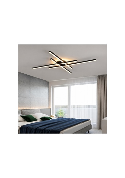 Siyah Led Tavan Lambası 3000k Sarı Işık Modern Avize