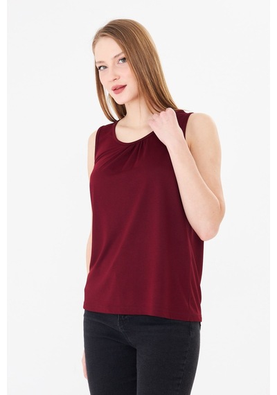 Sortie Collection Geniş Omuzlu Büzgülü Atlet Bordo