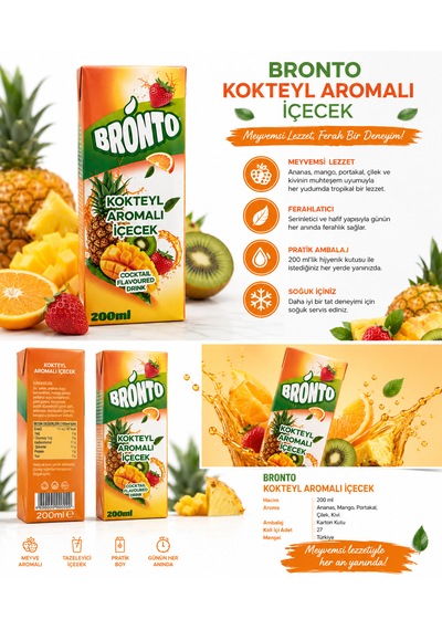 Kokteyl Aromalı İçecek 200 Ml X 27 Adet Koli