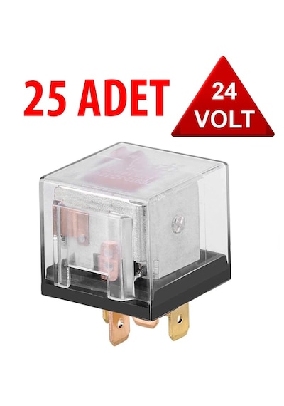 Skauto Üniversal Röle 24 Volt 40 Amper Şeffaf 5 Uçlu 24v 25 Adet