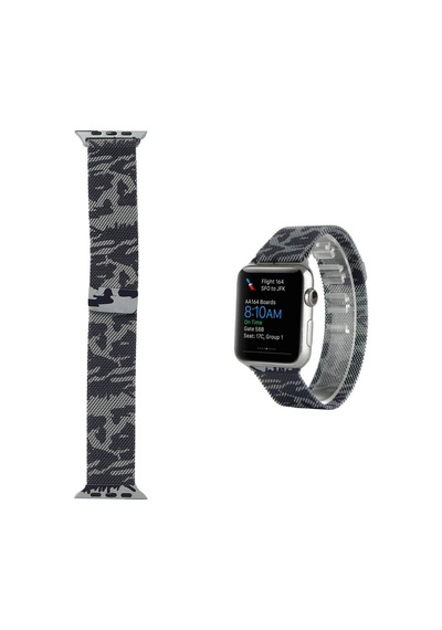 Ally Apple Watch Uyumlu 7-8 45mm 6-5-4 44mm Kayış Kordon Metal Milano Loop Kamuflaj 3-2-1 42mm- 5775