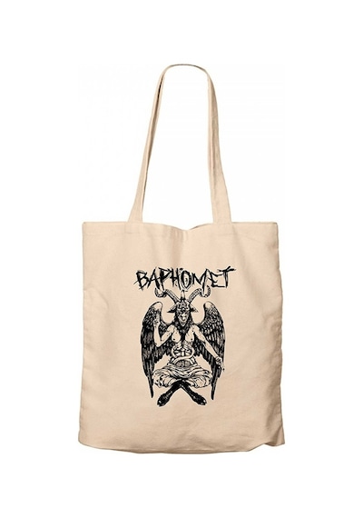 Baphomet Mythological Figure Krem Kanvas Bez Çanta Krem