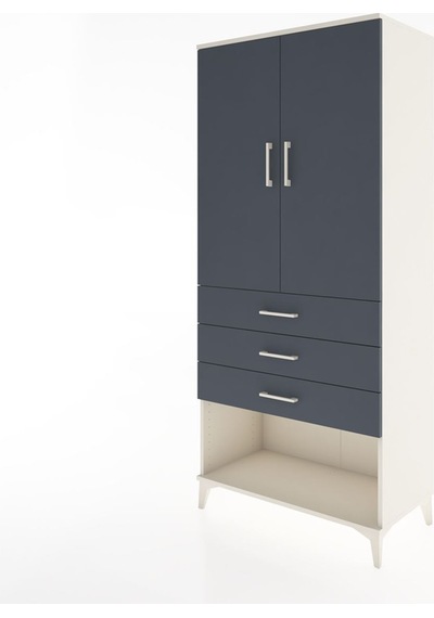 Hyperion Dolap Tek Raflı 3 Çekmeceli Tek Askılı 88x44x195 Aytaşı-antrasit Aytası