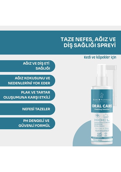 Kahu Naturals Ağız Diş Sağlığı, Taze Nefes, Koku Tartar Plak Önleyici, Kedi Ve Köpek, 75 Ml