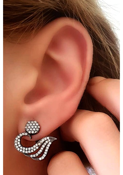Zirkon Taşlı Gümüş Earcuff Cift Küpe N11.99381