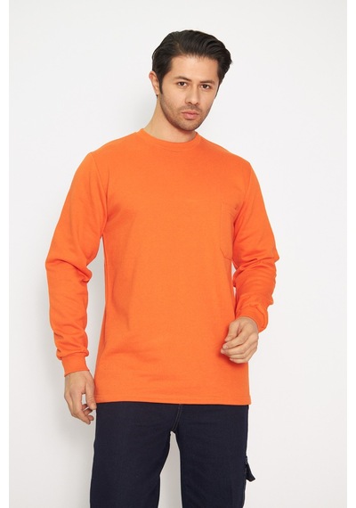 Orange Safety Sıfır Yaka Sweat %100 Pamuk Turuncu