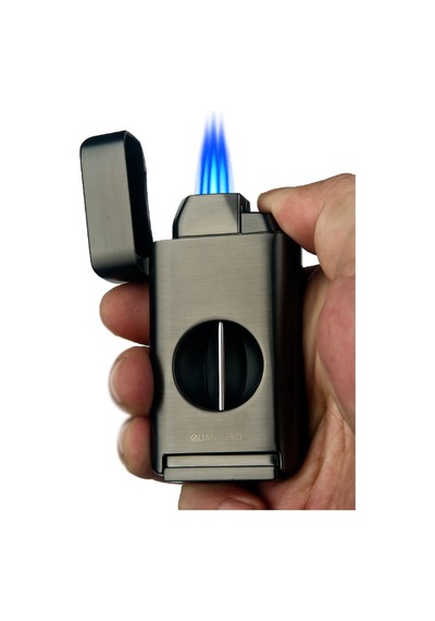 Quantoro Üç Torch V Kesicili Gunmetal Metal Puro Çakmağı - Trz1132