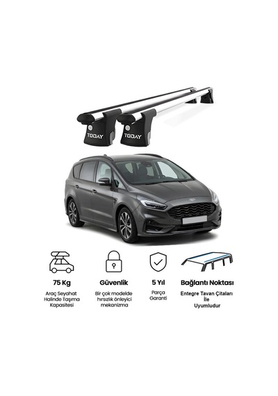 Trio-ıı Ford S-max 2015 Ve Sonrası Uyumlu Kilitli Ara Atkı 135cm Port Bagaj Tavan Barı