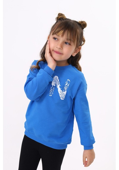 Toontoy Kız Çocuk Relax Fit Bisiklet Yaka Hafif Düşük Omuz Baskılı Sweatshirt - 2 İplik Saks Mavi Toontoy Kız Çocuk Relax Fit Bisiklet Yaka Hafif Düşük Omuz Baskılı Sweatshirt - 2 İplik Saks Mavi