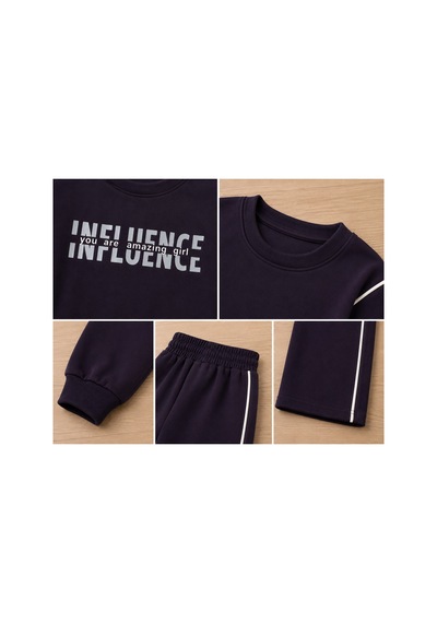 Pitipam Kız Çocuk Influence Baskılı İkili Eşofman Takımı Lacivert