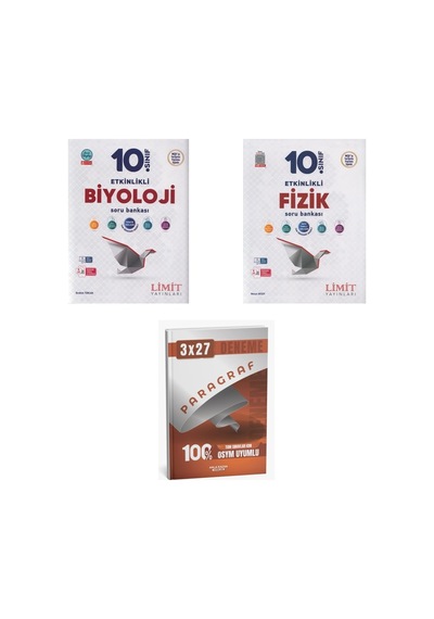 2027 Limit 10. Sınıf Etkinlikli Biyoloji + Fizik Soru + Anla Kazan Paragraf Deneme 3'lü Set