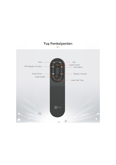 Lecoo SPT9604 Kablosuz 2.4 Ghz USB Alıcılı Lazer Presenter Sunum Kumandası Siyah