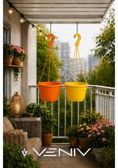 2 Adet Askılı Dekoratif Saksı 18 Cm Çap Yükseklik 12 Cm 74059502
