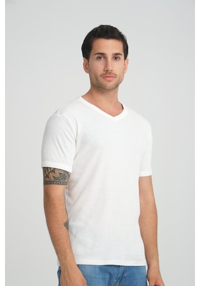 Alexander Gardi Alexandergardı Fitilli V Yaka Regular Fit T-shirt E24-74602 001