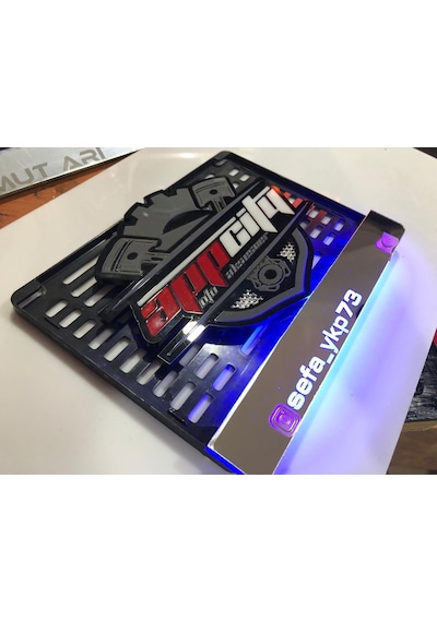 Isminize Özel Krom Işikli Motor Plakalik (Metalik Krom Gri Zemin) 303346656