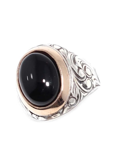 925 Ayar Gümüş Ve Bronz Karışımı Oval Onyx Taşlı Erkek Yüzük