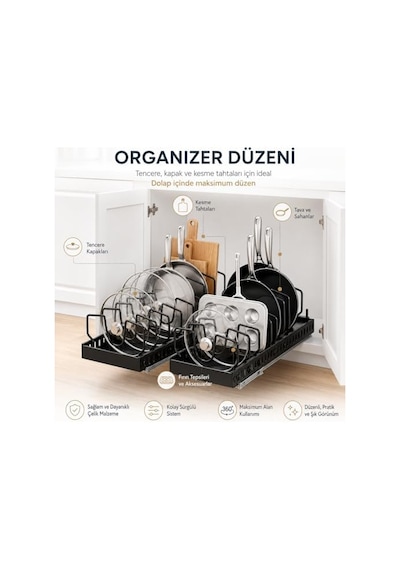 Alper Banyo Sürgülü Organizer Siyah Yapışkanlı Dolap İçi Raylı Düzenleyici, Tencere Kapağı, Tava, Kesme Tahtası Ve Mutfak Gereçleri İçin Çekmece Tipi Organizer, 21 X 42 Cm 12v Alper Banyo Sürgülü Organizer Siyah Yapışkanlı Dolap İçi Raylı Düzenleyici, Tencere Kapağı, Tava, Kesme Tahtası Ve Mutfak Gereçleri İçin Çekmece Tipi Organizer, 21 X 42 Cm 12v