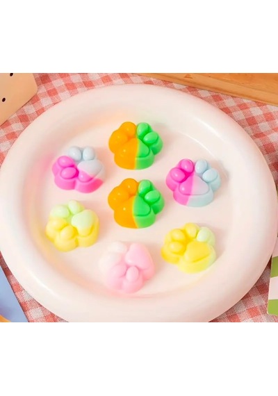 6 Adet Sevimli Mini Sukuşi Kedi Patisi Oyuncaklar, Mochi Squishy Yumuşak Kedi Pençesi, Stres Ön