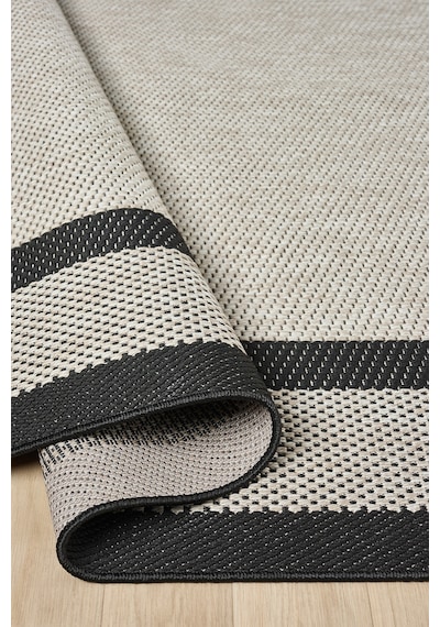 Sisal Prime Bej Siyah İskandinav Yıkanabilir Bordürlü Halı Kilim Balkon Teras Koridor Halısı 1149