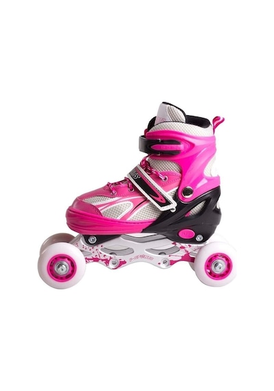 Çocuk Pateni 1. Seri 2+2 Ayarlanabilir Ön Tekerleği Işıklı Metal Alıştırma Pateni Freeride / Street Pembe