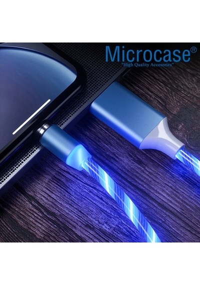 Lightning Type-C Micro Usb Işıklı Manyetik Şarj Kablosu - Al2618 Lightning Type-C Micro Usb Işıklı Manyetik Şarj Kablosu - Al2618