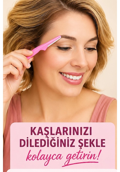 Kaş Usturası 3lü Set Hassas Tüy Alma Yüz Usturası Kaş Bıyık Düzeltme Aparatı Pratik 0