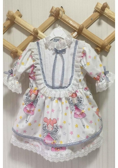 Dantel Detaylı Peri Kız Desenli Kız Çocuk Bebek Tasarım Elbise 001 Dantel Detaylı Peri Kız Desenli Kız Çocuk Bebek Tasarım Elbise 001