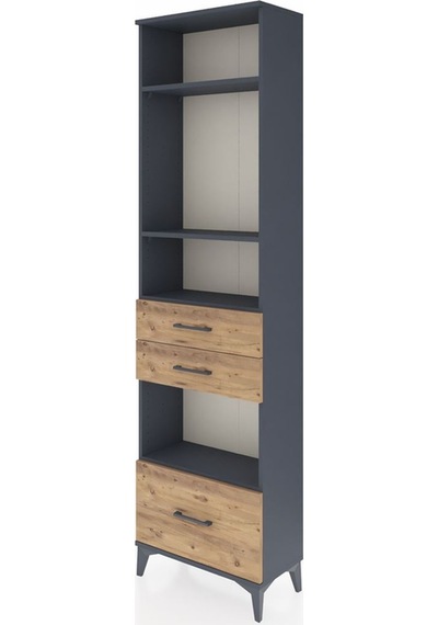 Arges Dolap 4 Raflı 3 Çekmeceli 60x30x221 Antrasit-çam Antrasit