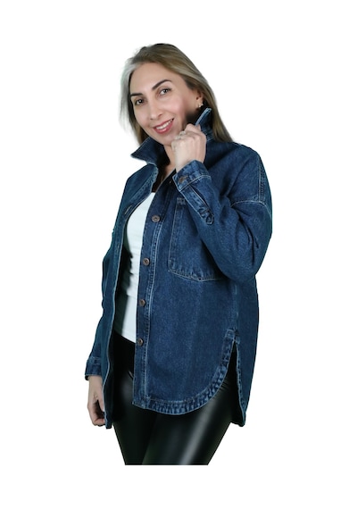 Oversize Kadın Jean Ceket Koyu Mavi 001