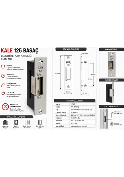 Kale 125 Basaç Kilit Dayanıklı Güvenlik Kilidi